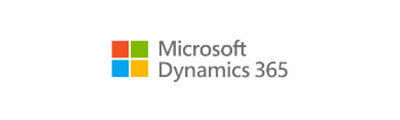 Microsoft-Logo aus vier Kacheln neben dem Schriftzug Dynamics 365