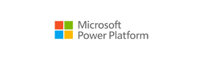 Microsoft-Logo aus vier Kacheln neben dem Schriftzug Power Plattform