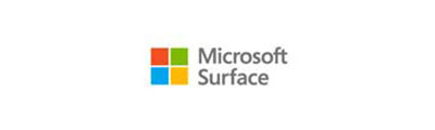 Microsoft-Logo aus vier Kacheln neben dem Schriftzug Microsoft Surface