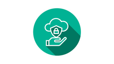 Icon, das Compliance und Sicherheit in der Cloud repräsentiert: eine Wolke mit einem Schloss