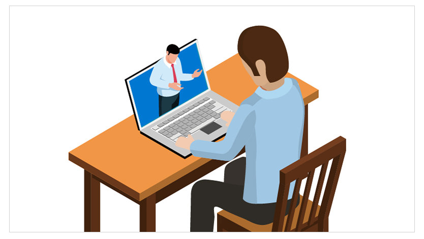 オンライン授業を受ける学生のイラスト