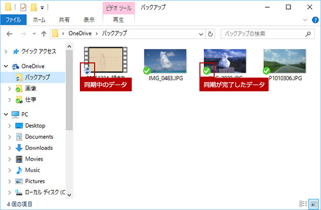 同期中のデータのビジュアル