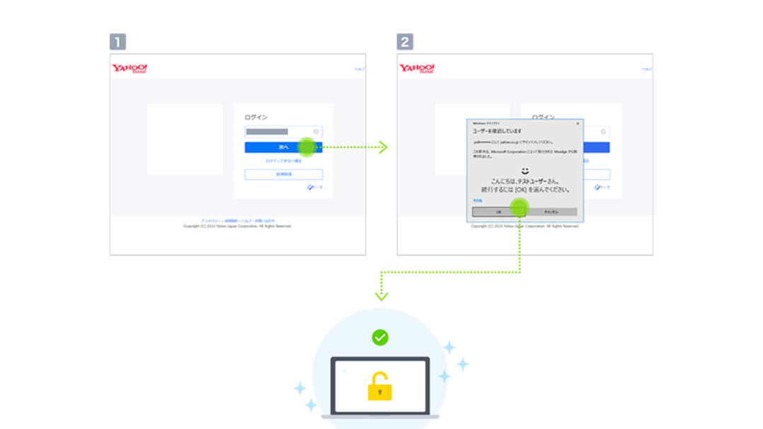 Yahoo! JAPAN で Windows Hello を使用したログイン