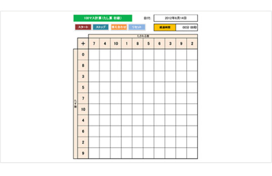 100 マス計算 (初級) テンプレート