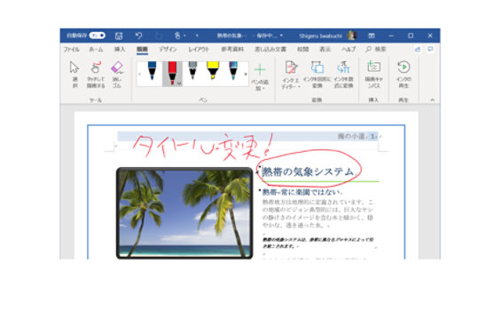 Word の文書に手書きでコメントが記載されている様子