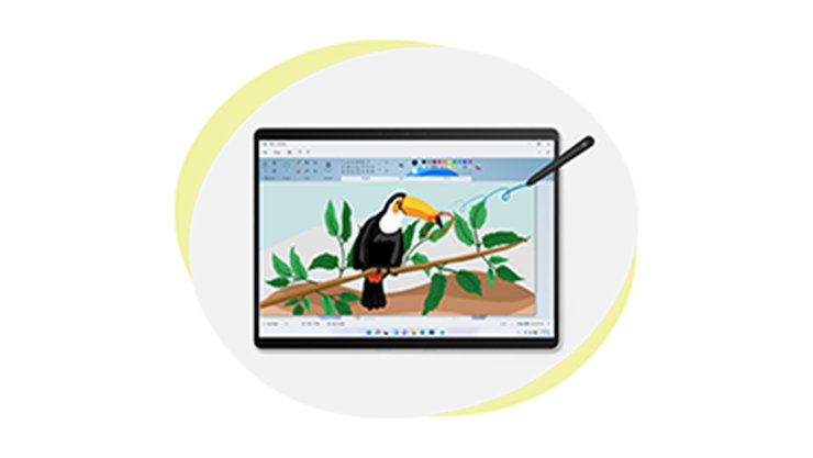 Surface デバイスで Surface ペンを使用して鳥を描く