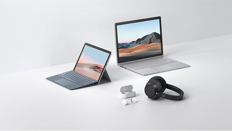 Surface Go 2、Surface Book 3、Surface Headphones 2、Surface Earbuds の