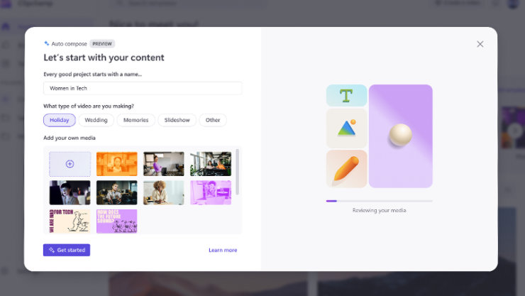 Clipchamp の表示