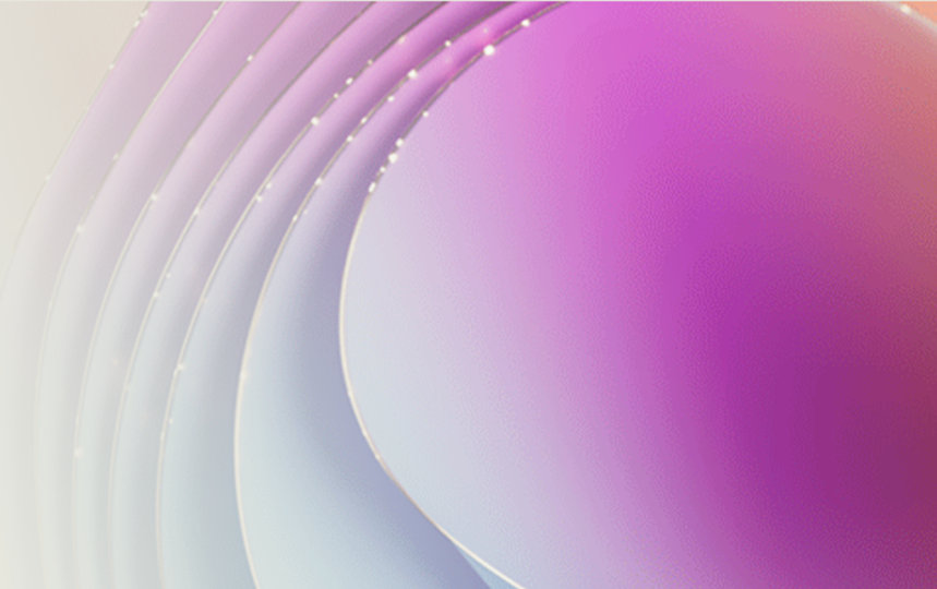 Abstrakter Hintergrund mit sanften Grautönen und geschichteten, geschwungenen Formen in rosa-violetten Farbverläufen.