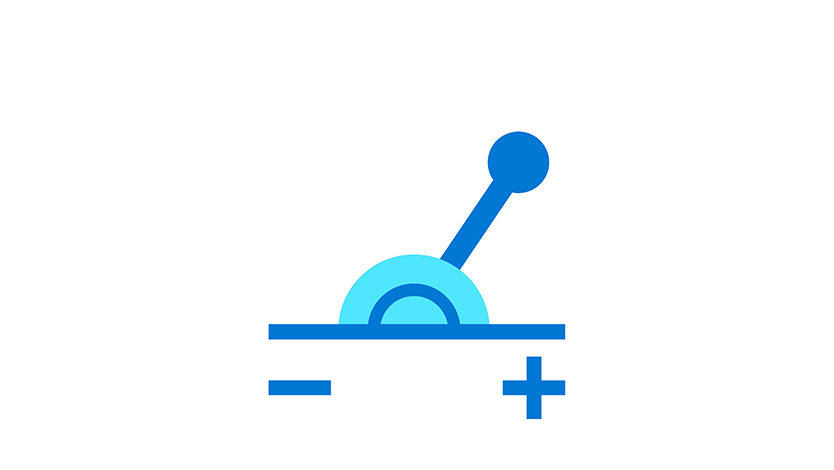 プラス記号とマイナス記号の付いたプルレバーアイコン