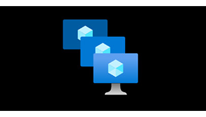 黒い背景に 3 つの青いモニター アイコン