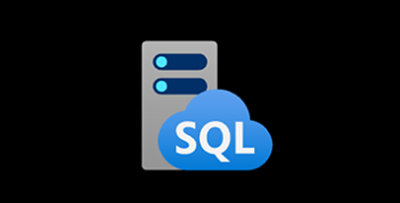 黒い背景に SQL と書かれた青い雲と CPU アイコン