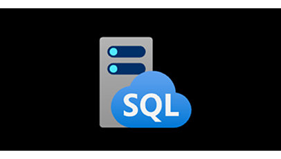 黒い背景に SQL と書かれた青い雲と CPU アイコン