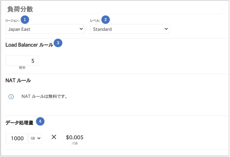 料金計算ツール Azure Load Balancer の見積もり