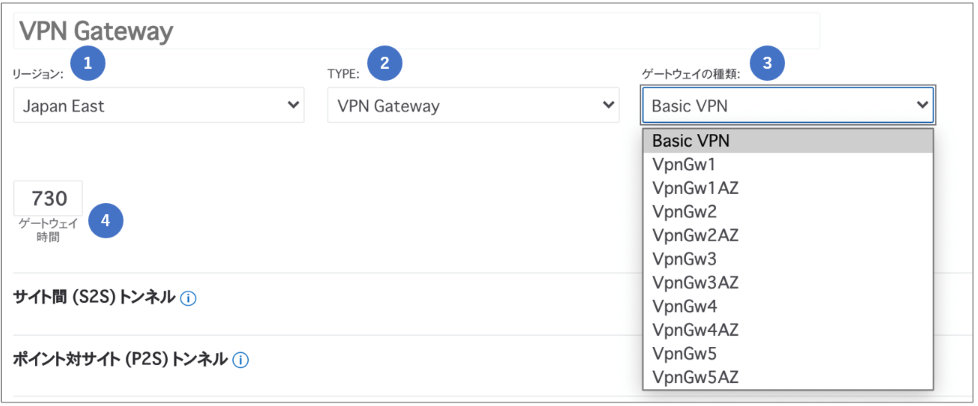 料金計算ツール VPN Gateway の見積もり