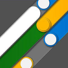 カラフルなストライプと円の抽象的なデザイン。