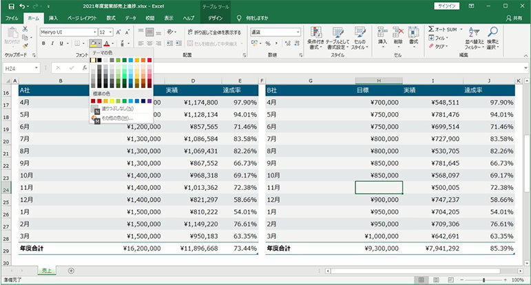 Microsoft Excel のセルの書式設定