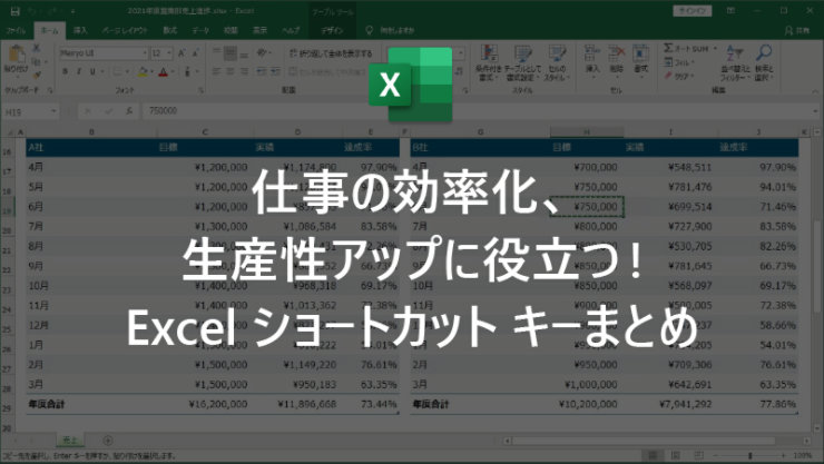 仕事の効率化、生産性アップに役立つ! Excel ショートカット キーまとめ