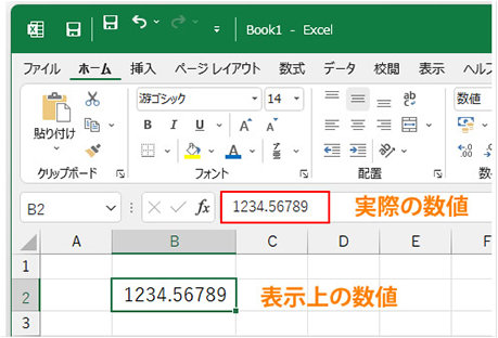 実際の数値と表示上の数値が等しい