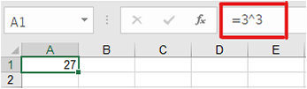 演算子「^」 (キャレット) を使った「3 の 3 乗」