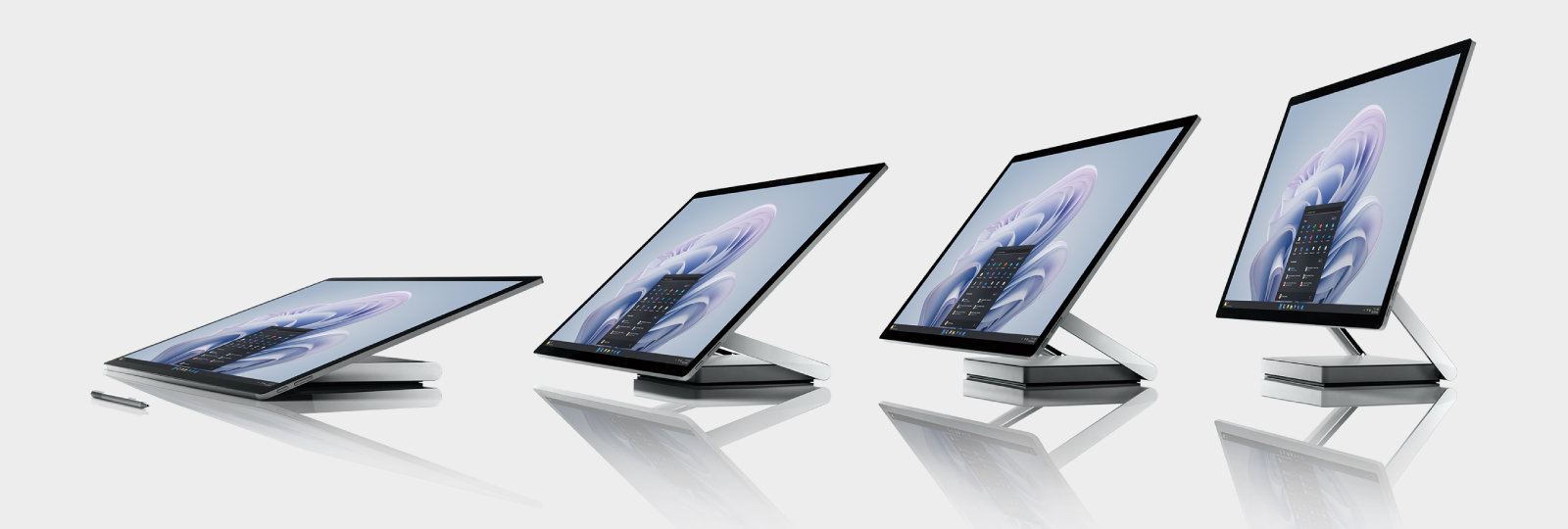 Surface Studio 2+ の 4 つの異なる表示角度