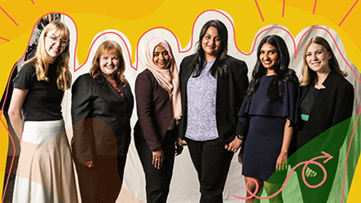 Group of diverse women from Microsoft’s Digital Upskilling Initiative 