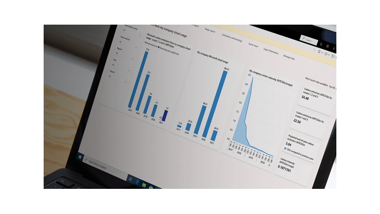 Sustainability data on a microsoft laptop screen