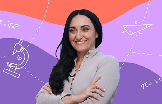 An image of Agnes Panosian on a coloured background.