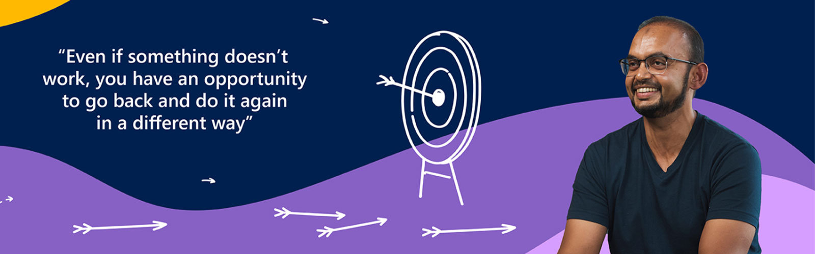 A banner image of Asif Khan with the quote, 'Even if something doesn't work, you have an opportunity to go back and do it again in a different way'