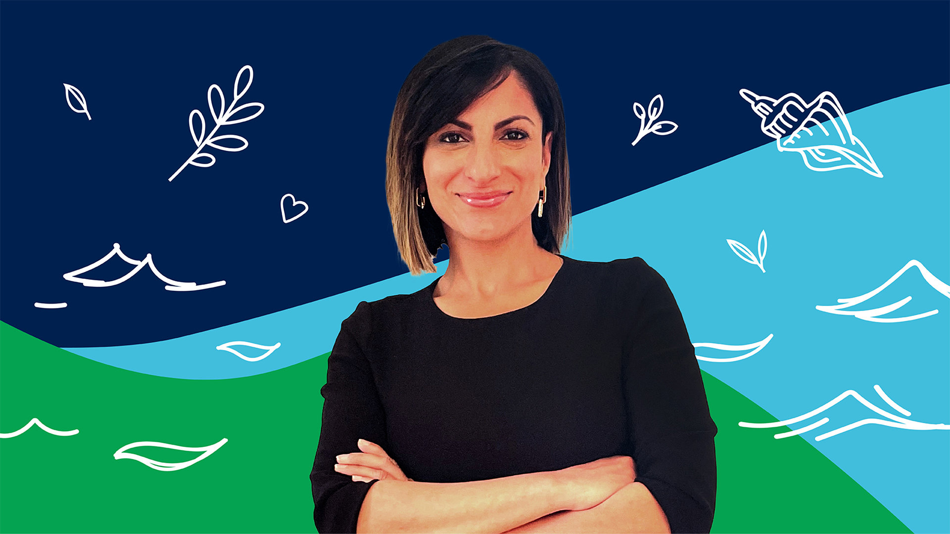 Manasi Priya on a coloured background with illustrations