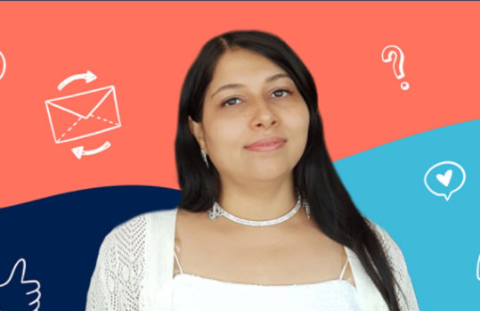 Pooja Prithyani upon a illustrated background