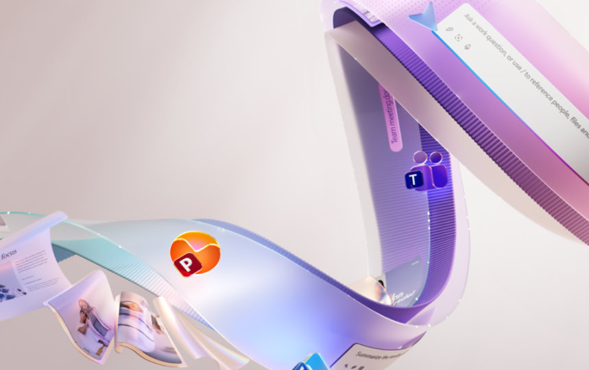 Illustration von Microsoft 365 Apps wie Teams, Excel, Word und Planner.