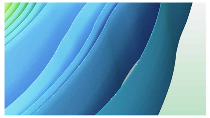 Ein dekoratives Bild mit grünen, blauen und gelben Bändern