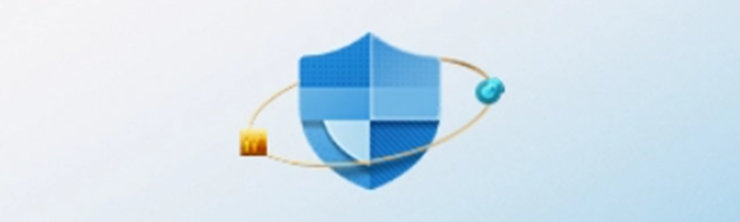 Microsoft Endpoint Manager Logo, um das Illustrationen angeordnet sind.