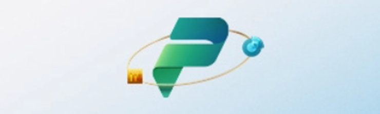 Microsoft Power Platform Logo, um das Illustrationen angeordnet sind.