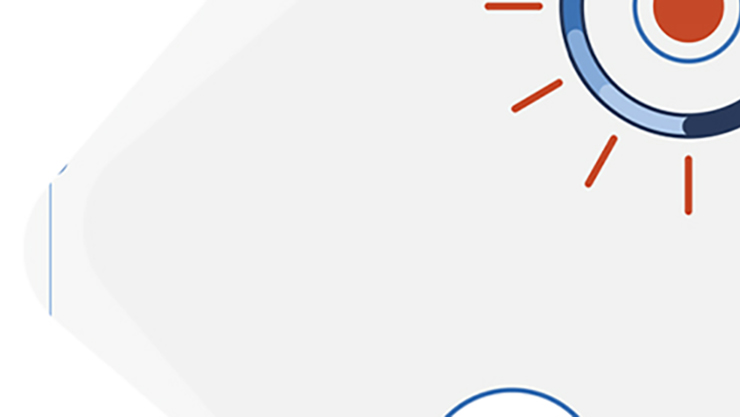 Blaue und rote Kreise und Linien vor hellgrauem Hintergrund.