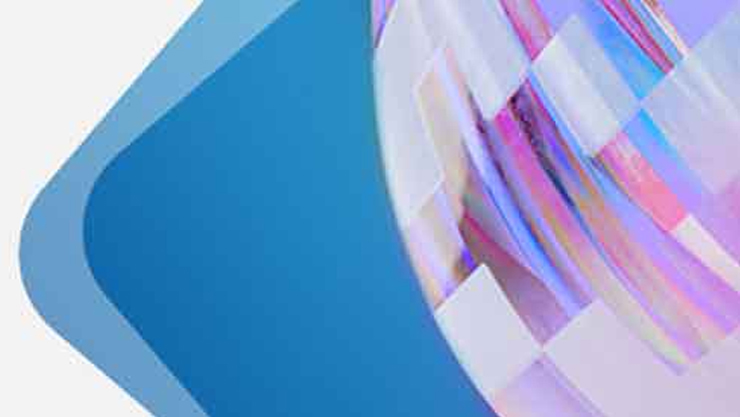 Vor einem blauen Hintergrund wird ein lilafarbenes Muster dargestellt.