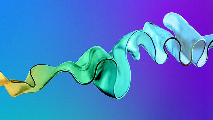Buntes abstraktes Element vor blau-lila Hintergrund