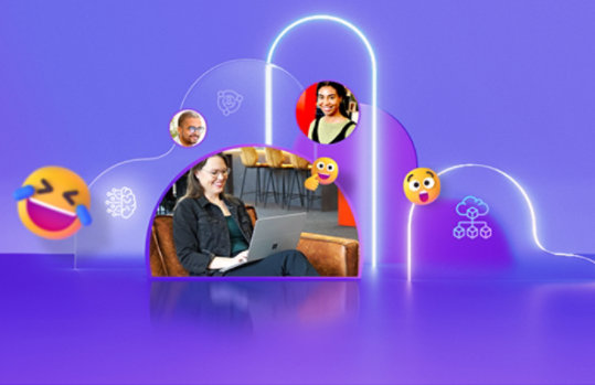 Eine Collage aus verschiedenen Bildern mit einer Person am Laptop.