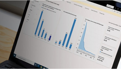 Sustainability data on a microsoft laptop screen