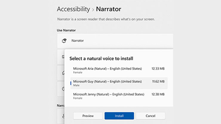 accessibility features install screen