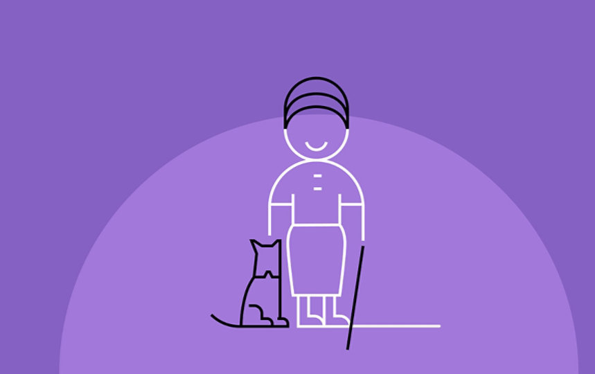 drawing of a site impaired person with a service animal