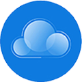 Cloud icon inside a blue circle