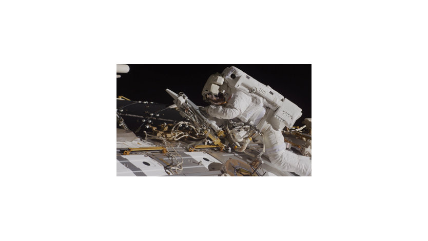 An astronaut on the International Space Station testing AI for Astronaut Safety