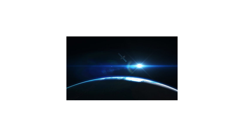 A view of a planet and sun in space