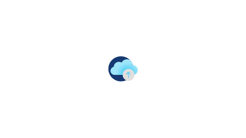 A blue circle and a cloud with arrow going upwards