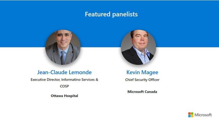 Illustration showing the two speakers of the 'Cybersecurity Learnings from The Ottawa Hospital and Regional SOCs' webinar