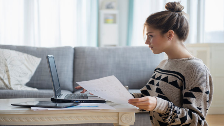 woman working on laptop