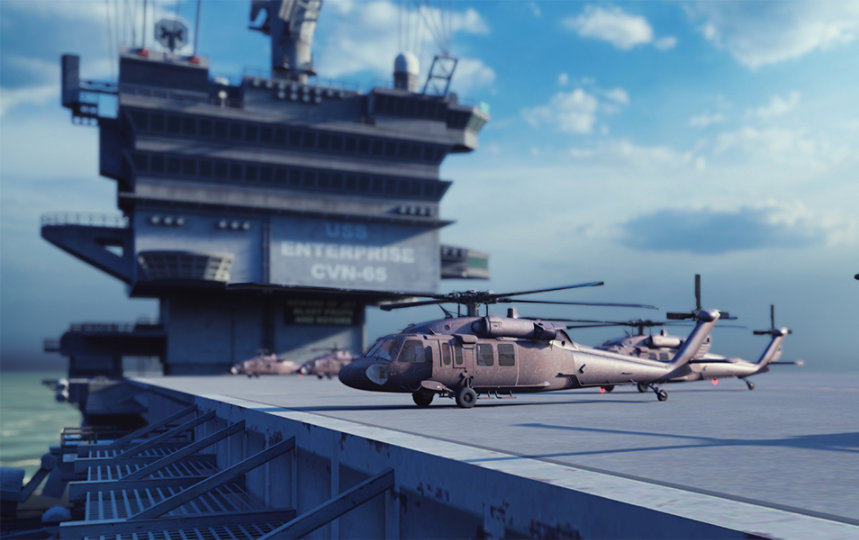 2 Helicopters ar navy ship