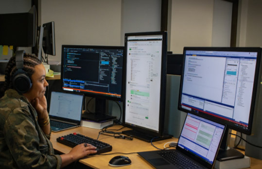 Woman looking at the computer screen